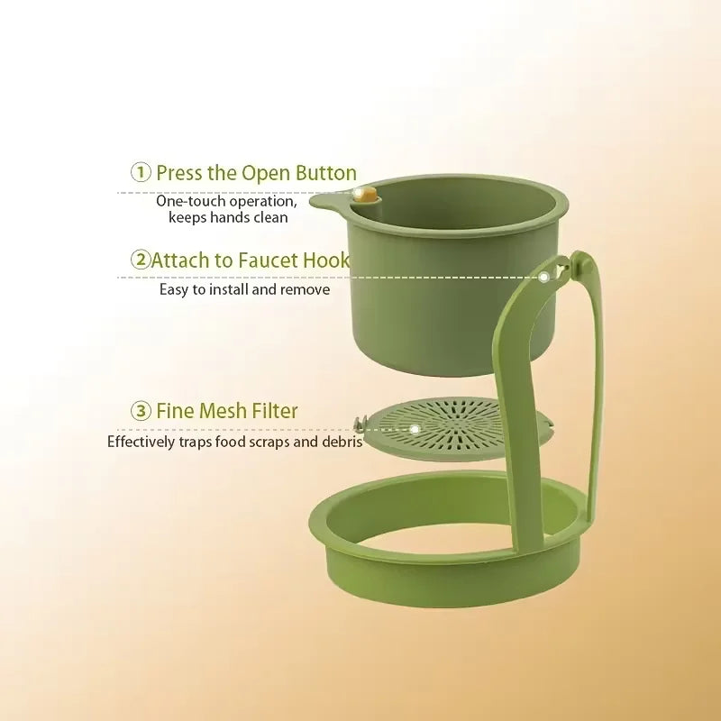 Press Type Drain Basket Food Strainer and Sink Organizer for Kitchen