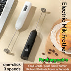 Wireless Electric Milk Frother Type-C Rechargeable Handheld Coffee Whisk Mixer