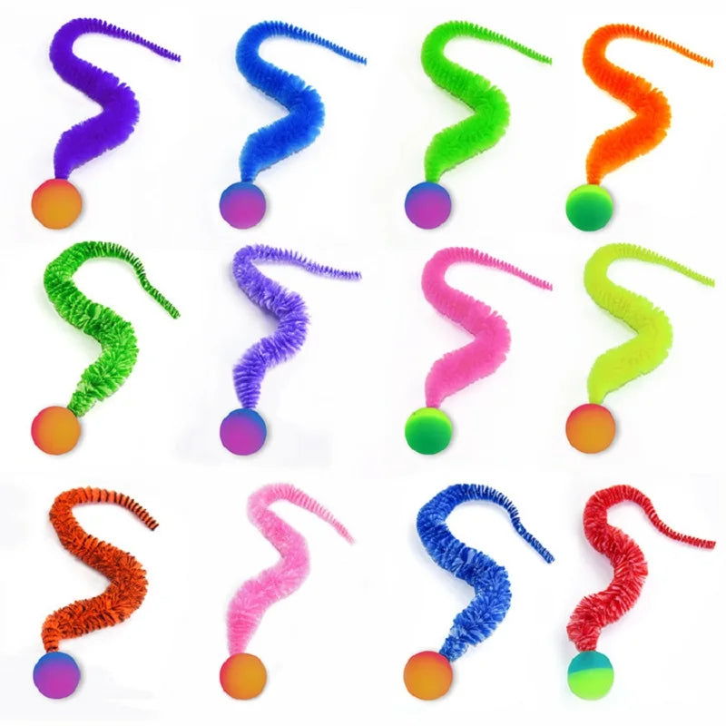 Bouncing Worm Cat Ball Toy for Interactive Indoor Chasing Play