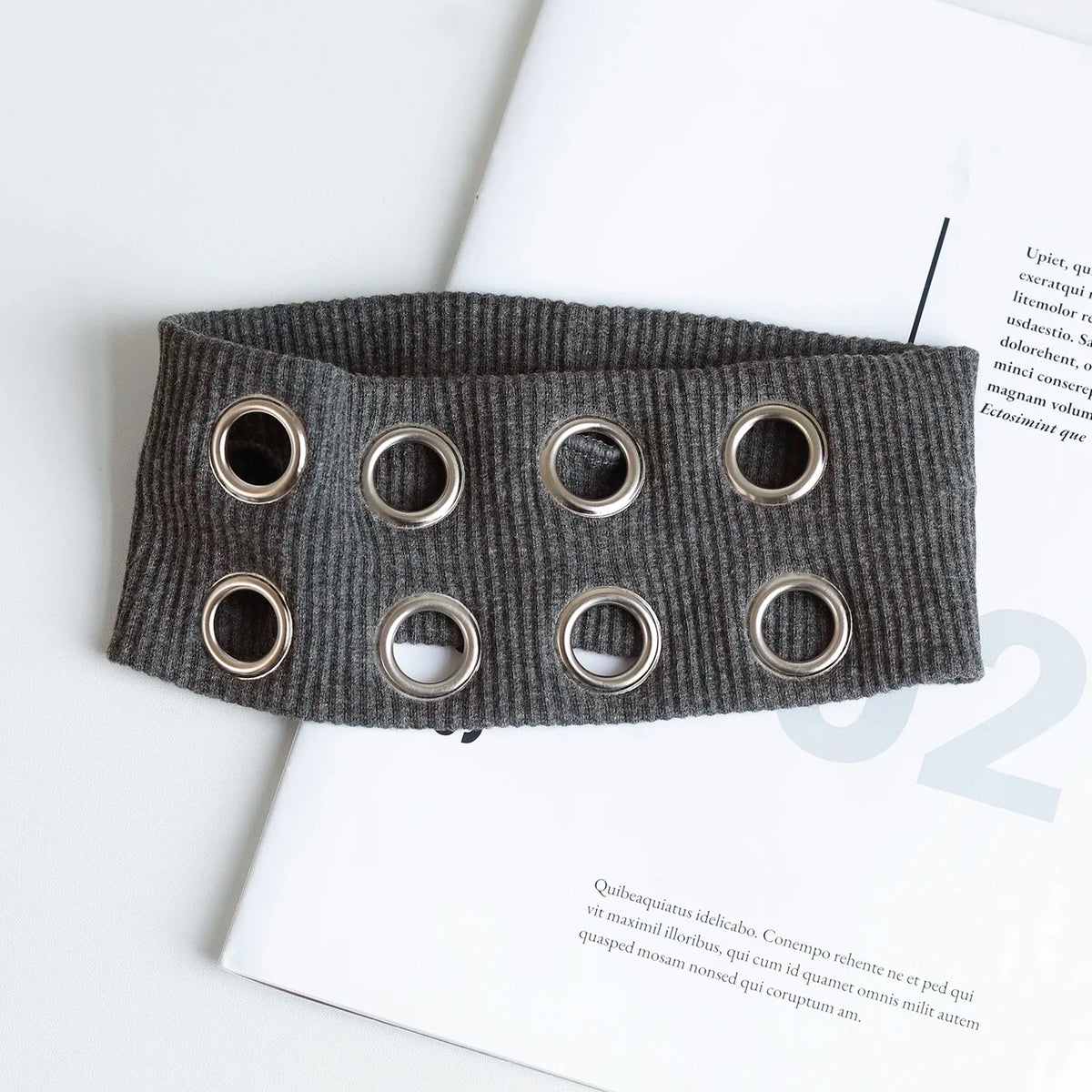Punk Wide Elastic Eyelet Headband for Women