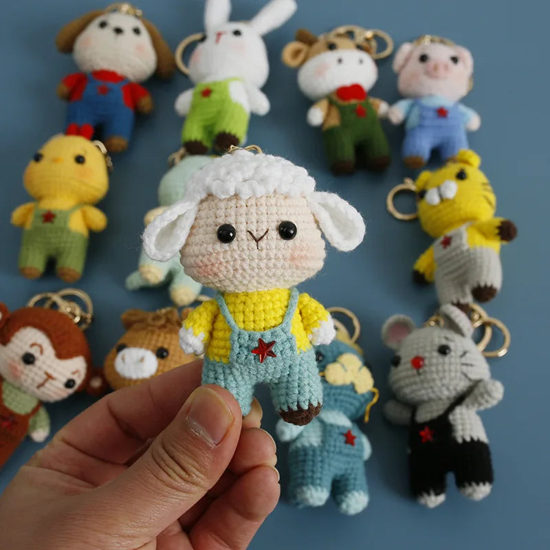 Cute Puppy Crochet Keychain Handmade Dog Bag Charm