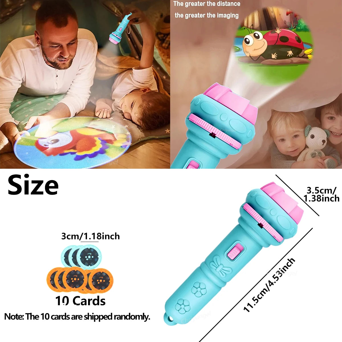Kids Cartoon Projection Flashlight – Storytelling Projector Toy