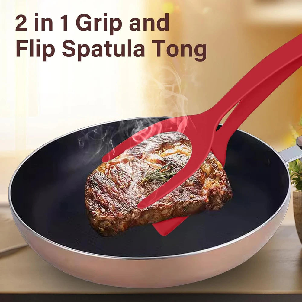 2-in-1 Grip Flip Spatula Clamp – Non-Stick Kitchen Turner Tool