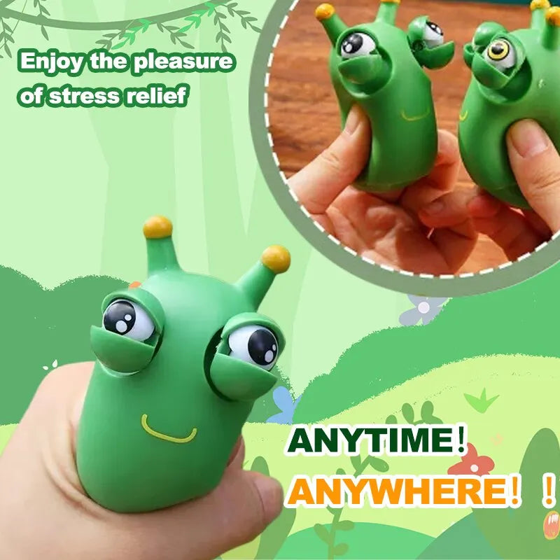 1/3 PCS Novelty Green Worm Squeeze Toys Eye Fidget Sensory Stress Relief Toys for Kids & Adults Birthday Gifts