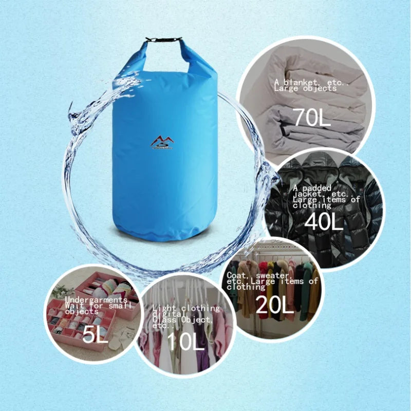 Waterproof Dry Bag Large Capacity Roll Top Storage for Camping Hiking & Water Sports