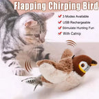 Interactive Chirping Flapping Bird Pet Toy for Cats and Dogs Play