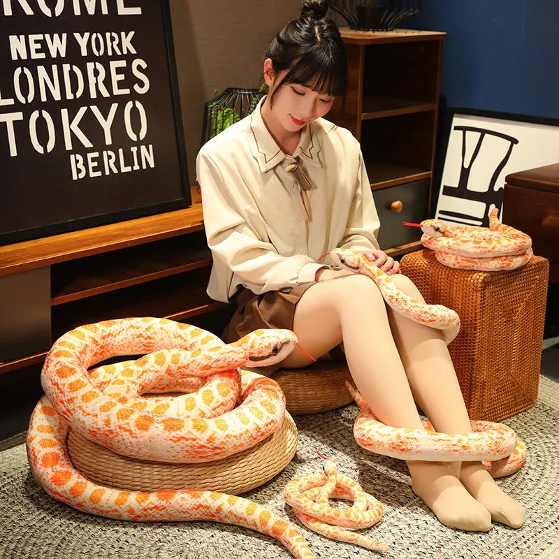Long Python Snake Plush Toy Soft Stuffed Animal Pillow