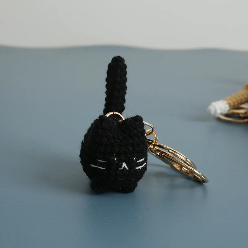 Cute Crochet Kitten Keychain Smiling Cat Bag Charm