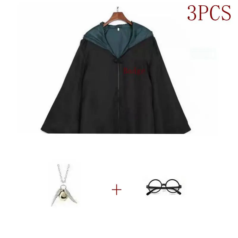 Potter Costume Robe Tie Cloak Scarf Wand Glasses Hermione Dress Flying Thief Accessories Sweater Halloween Cosplay Costume Gifts