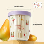 WORTHBUY Double Wall Salad Cup Portable Leak Proof Oat Container With Fork&Handle Drain Fruit Cup Cute Breakfast Cup For Student