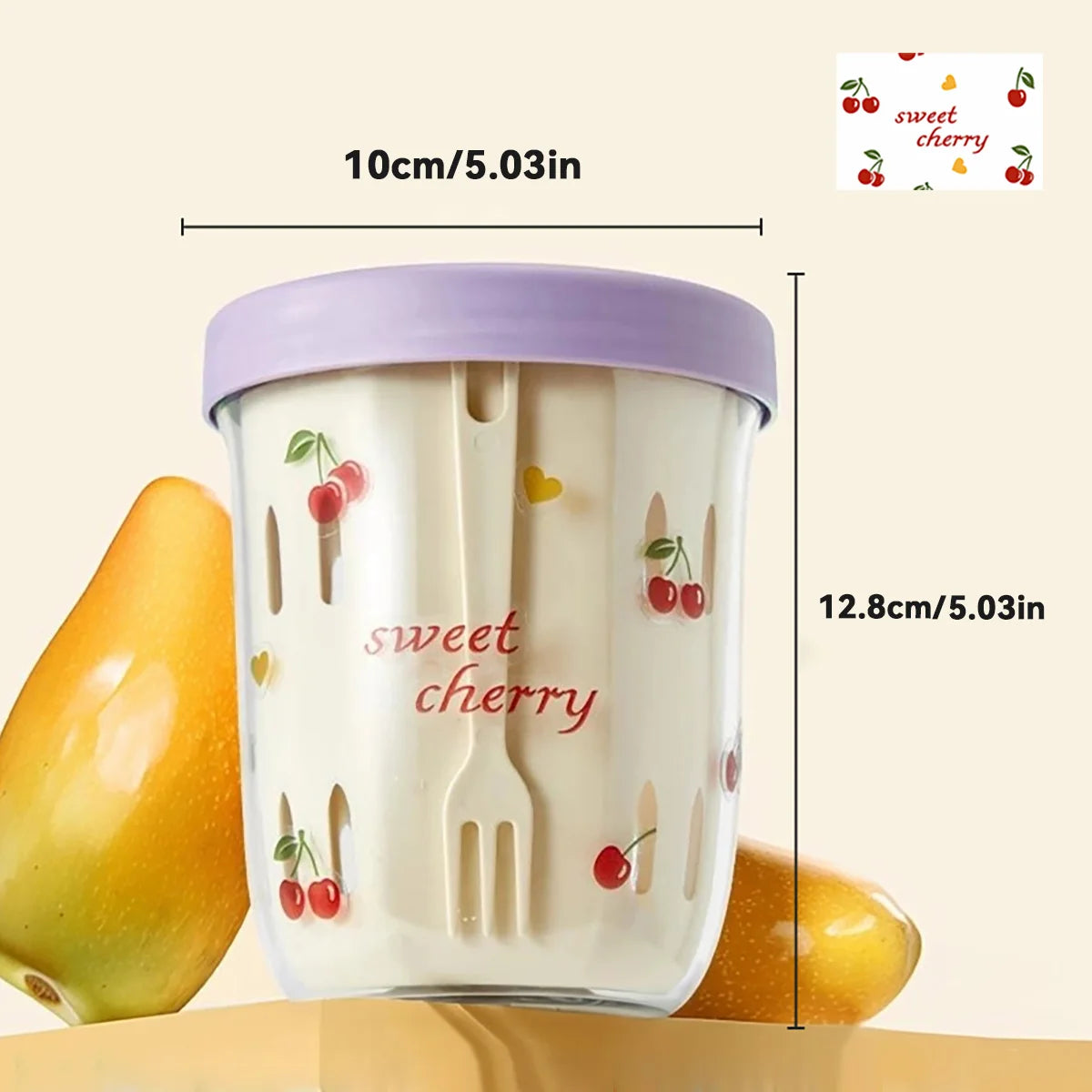 WORTHBUY Double Wall Salad Cup Portable Leak Proof Oat Container With Fork&Handle Drain Fruit Cup Cute Breakfast Cup For Student