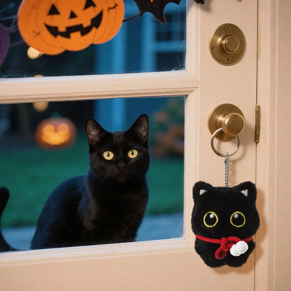 Assorted Black Cat Plush Keychain Cute Bag Charm