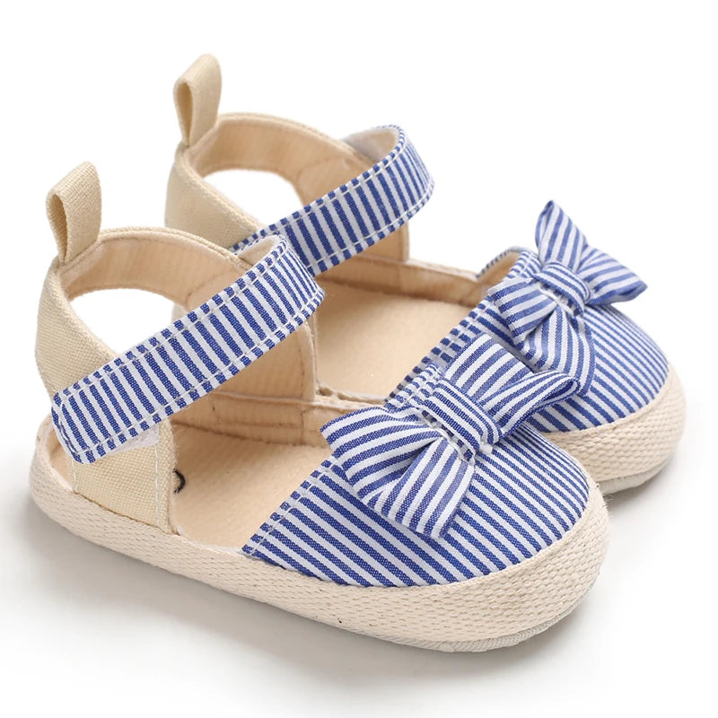 Summer Girl Baby Casual Sandals Soft Sole Comfortable Lightweight Walking Shoes Bow Canvas Baby Shoes