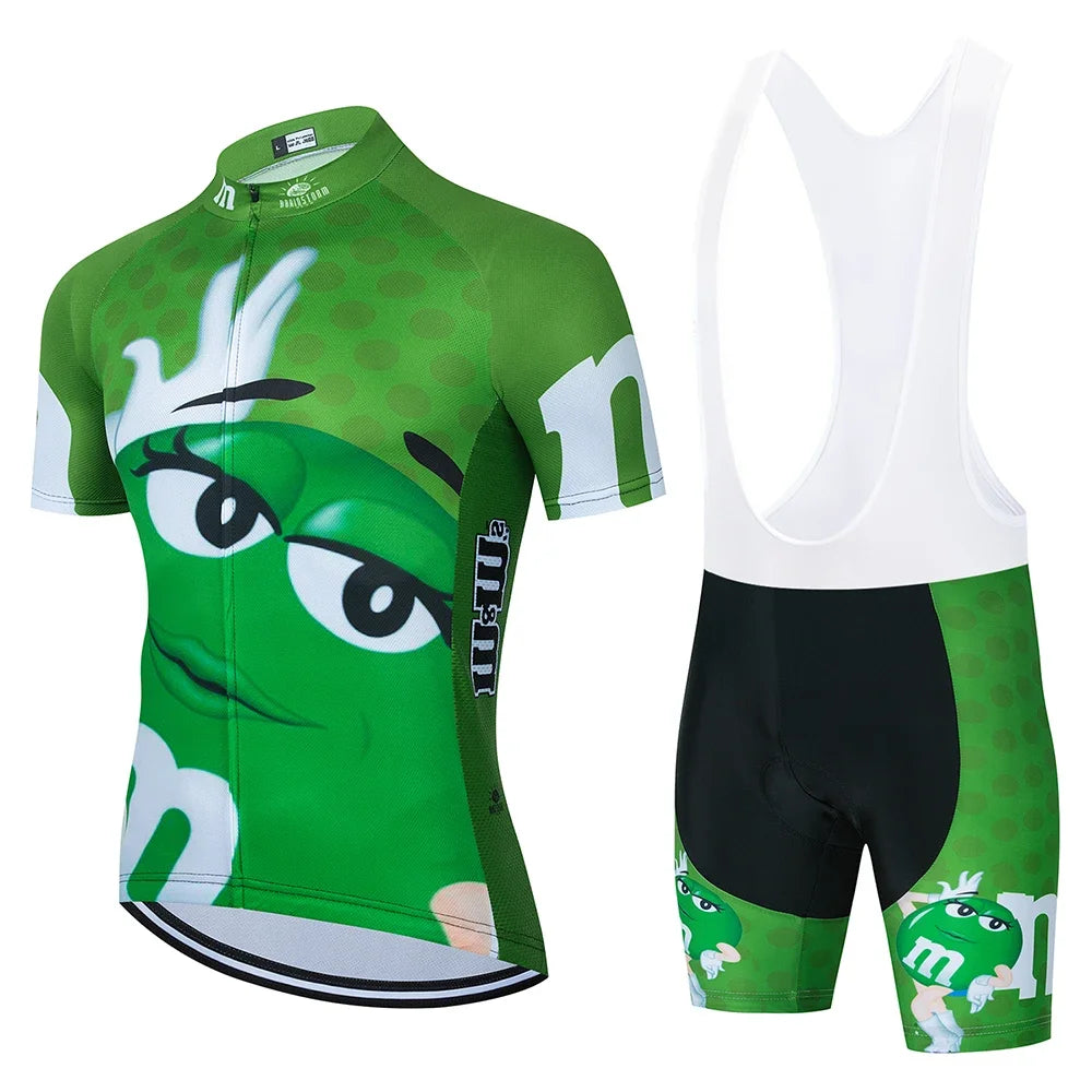 2024 Cartoon Cycling Clothing Men Short Sleeve MTB Ropa Ciclismo Breathable Summer Sportswear Outdoor Bicycle Clothes Bib Shorts