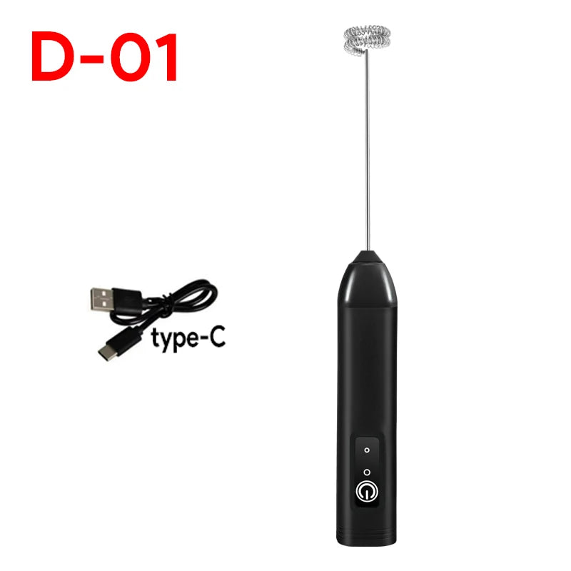 Wireless Electric Milk Frother Type-C Rechargeable Handheld Coffee Whisk Mixer