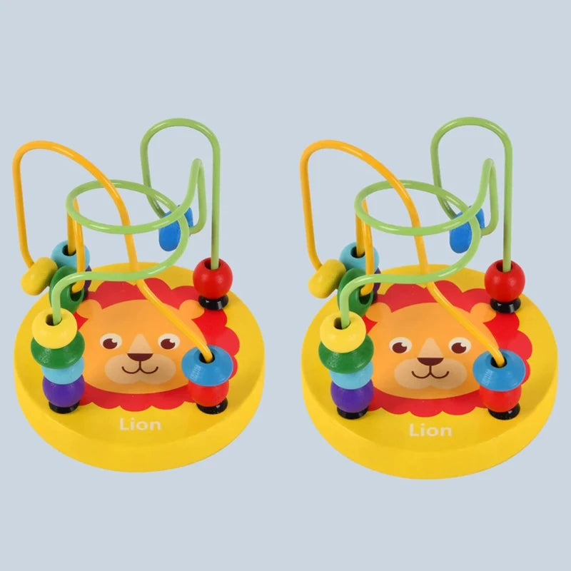 Colorful Wooden Bead Maze Roller Coaster Educational Toy for Toddlers