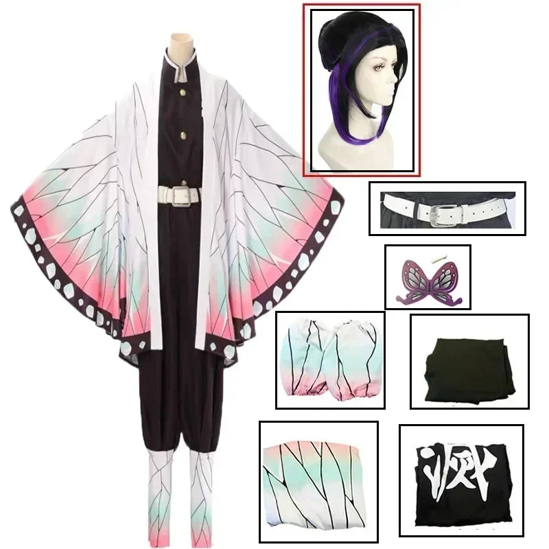 Anime Kimetsu No Yaiba Kamado Nezuko Cosplay Kostuum Kimono Demon Slayer Cosplay Pruiken Haren Halloween Carnaval Vrouwen Outfit