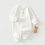 Charming Baby Romper for Spring & Fall, Soft Pure Cotton Onesie, Princess & Prince Style, Perfect Infant Crawling Suit.