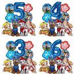 9pcs Cartoon Paw Patrol Dog Chase Balloon Birthday Decoration Number Aluminum Balloons Set Kids Party Supplies Gift Favor Decor