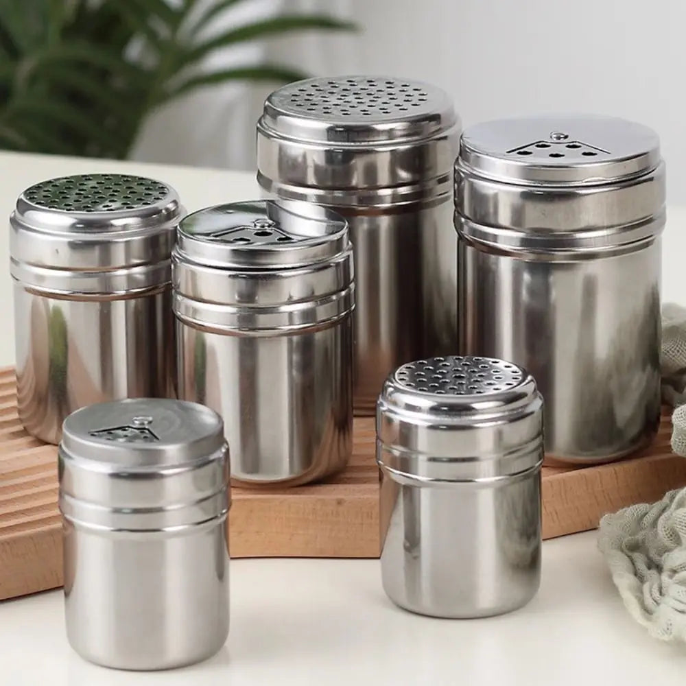 Stainless Steel Seasoning Jar with Rotating Lid for Salt and Spices