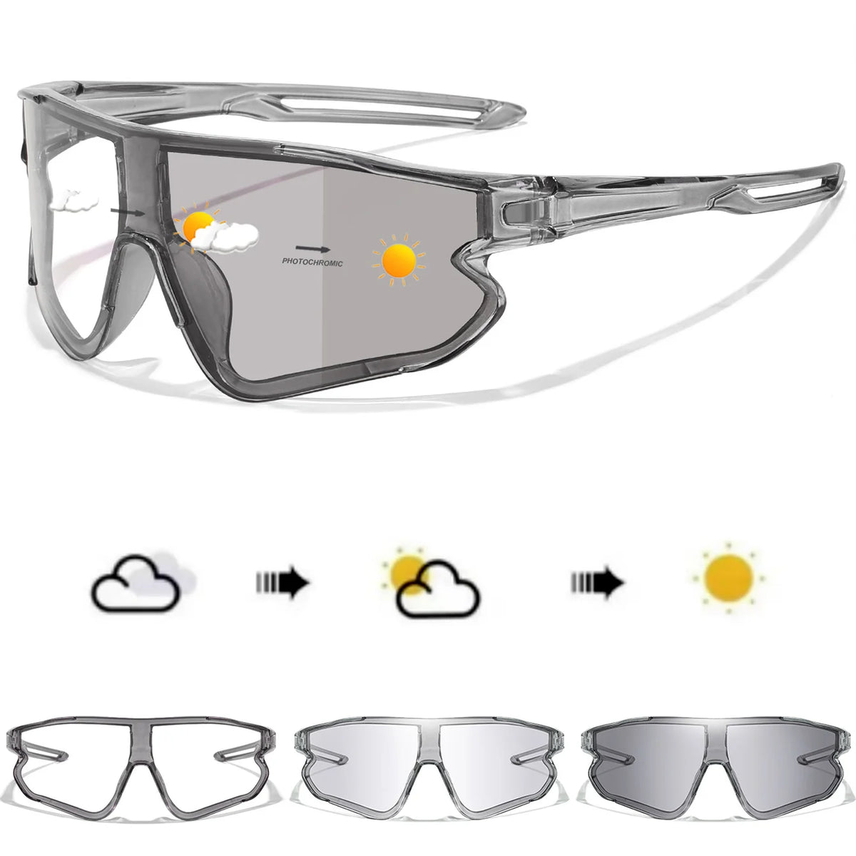 Photochromic UV400 Motorcycle Sports Sunglasses for Men & Women