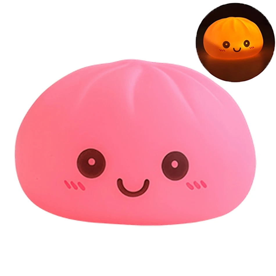 Simulation Dumplin Toy Night Light Soft Dumplings Soft Cute Steamer Birthday Gift Prank Props Colorful Dumping Toy Squishy Gifts