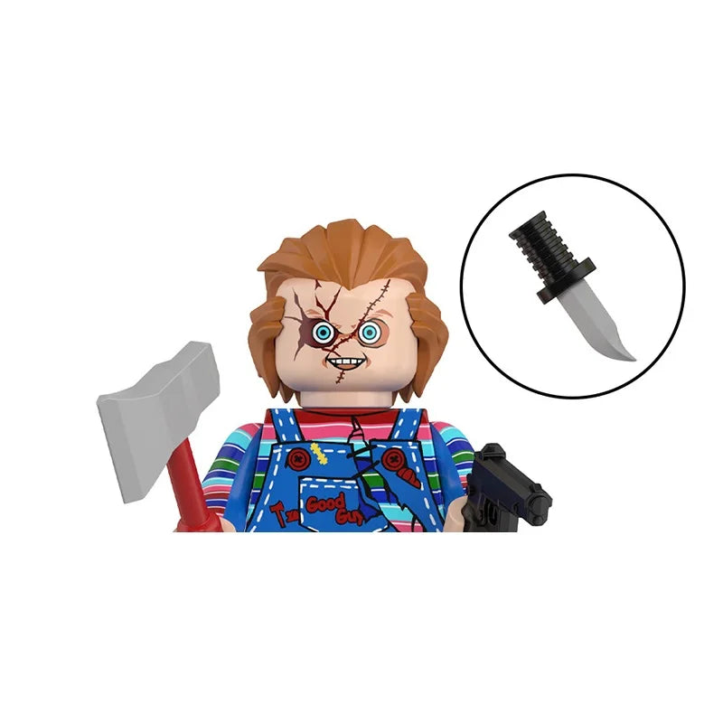 Novel Horrible Movie Halloween Pumpkin Witch Nun Vampire Zombies Building Blocks Mini Action Figure Toys