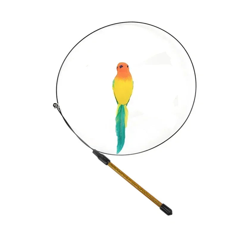 Peacock Bird Cat Teaser Wand for Interactive Hunting and Play