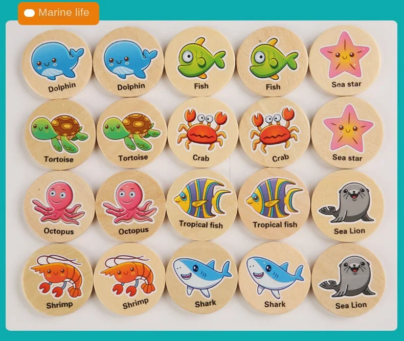 Wooden Memory Matching Pattern Puzzle Game for Kids Learning Fun