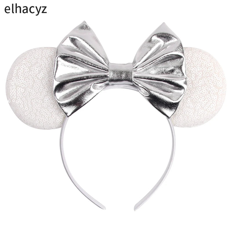 Embroidered Sequin Ears Bow Headband for Women & Girls