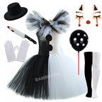 Girls Horror Clown Costume – Black & White Tutu Dress