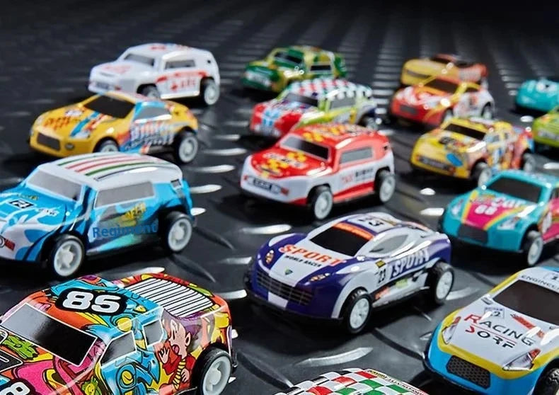 Mini Alloy Diecast Car Set – Pull Back Racing Toy Cars with Storage Box
