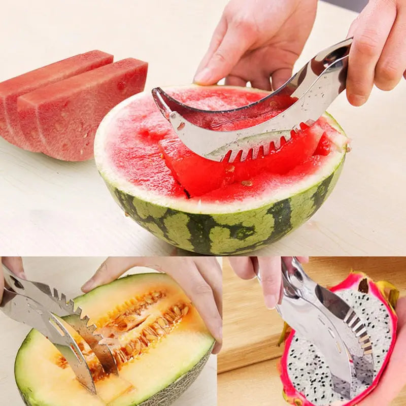 Stainless Steel Watermelon Slicer Knife with Fruit Corer and Server