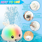 Baby Bath Toys, Toddler Bath Toys for Kids Ages 1-3, Light Up Whale Bath Toy Sprinkler, Pool Water Table Infant Baby Toys 6-12-1