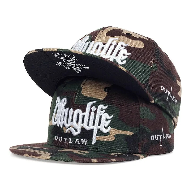 Thug Life Embroidery Snapback Baseball Cap for Streetwear Style