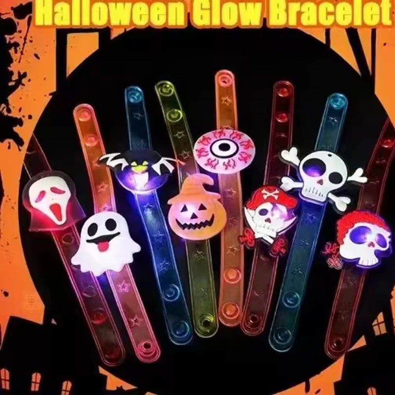 10/20PCS Cute Halloween Glowing Rings Glow Bracelet Christmas Ghost Pumpkin Snowman Child Kids Gift Halloween Party Decoration