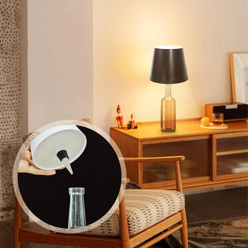 LED Table Lamp Wireless Wine Bottle Lamp USB Rechargeable Table Light Touch Control Dimming for Bar Club Cafe Atmosphere Decor