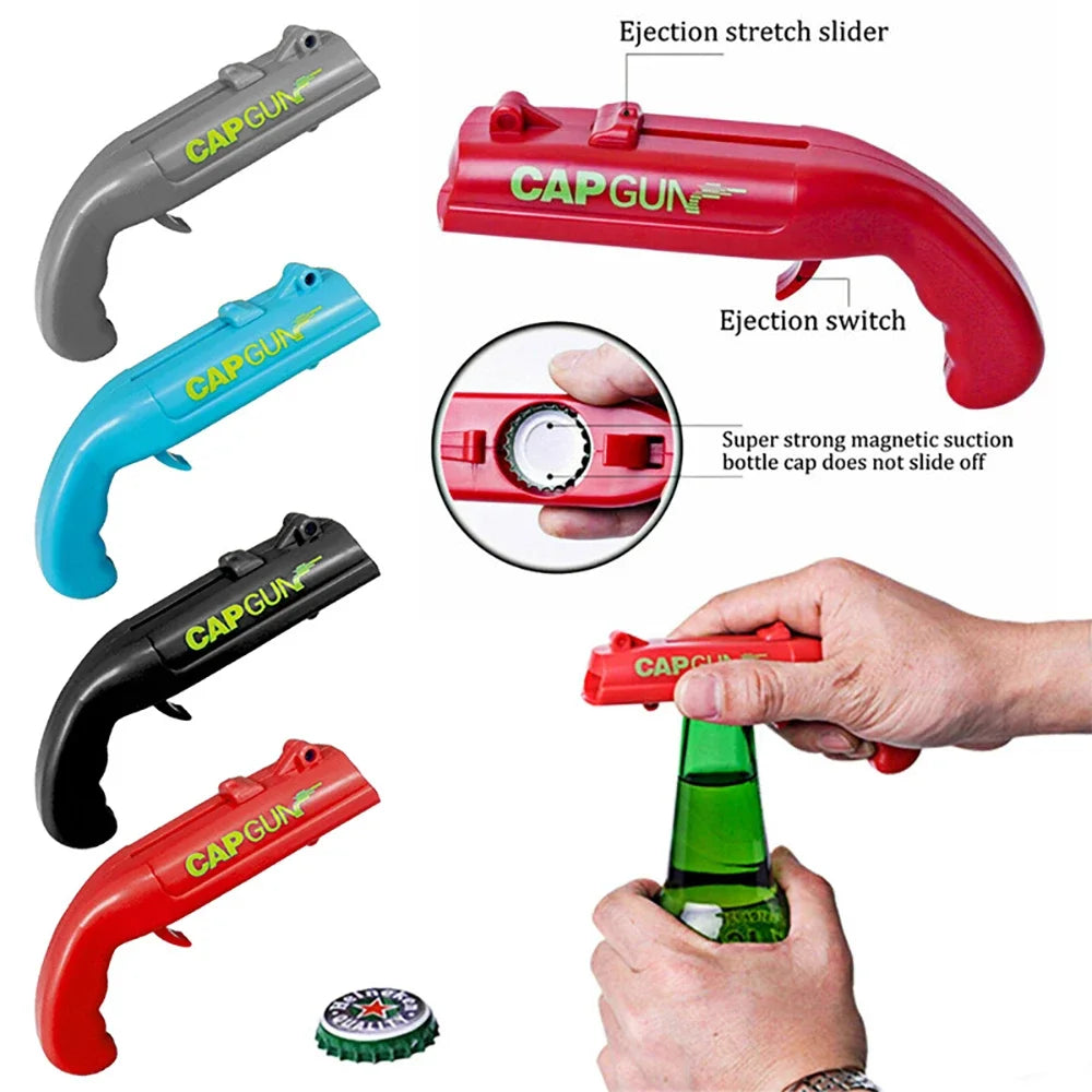 Bottle Opener Gun – Portable Beer Cap Launcher Party Tool