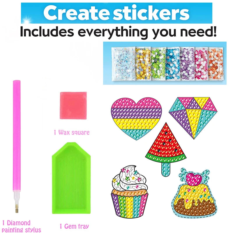 12 Create Big Gem Diamond Painting Sticker Kit Art Craft Girls Boys Unicorn Animal Sealife Magical Mosaic Dot Sticky Toys Gifts