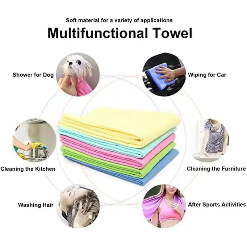 1pc Ultrafast Special Deerskin Absorbent Towel Pet Dog Towel Multifunction Towel Clean and Strong Dog Cat Beach Towels No Bucket