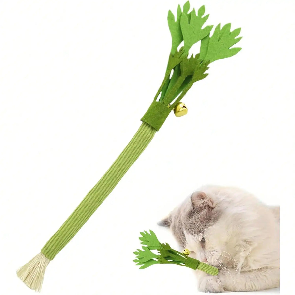 Silvervine Cat Toy Realistic Celery Chew Toy with Bell for Cats