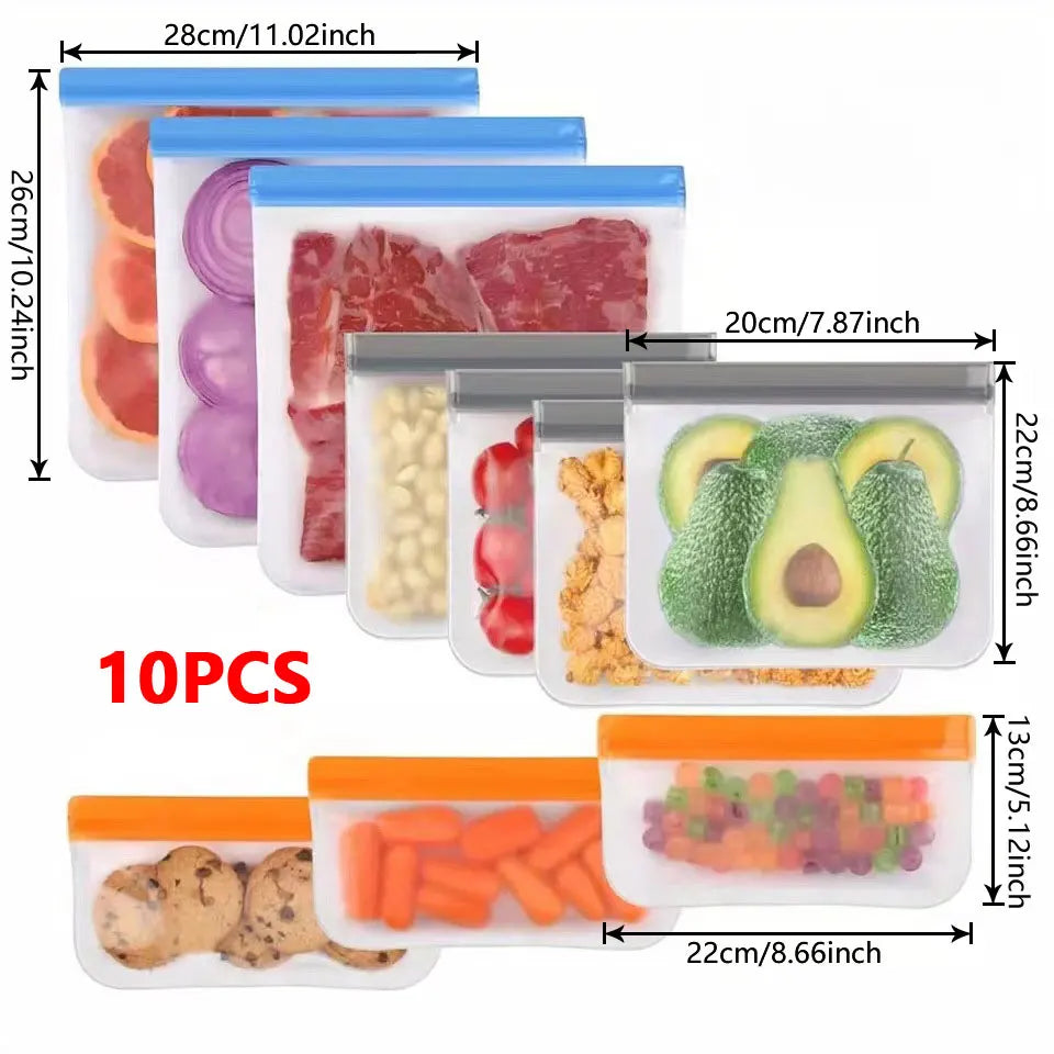 Reusable Silicone Food Storage Bags – Leakproof Freezer Storage Set