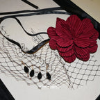 Red Fabric Flower Hair Clips for Women Sweet Petal Long Tassel Barrettes Duckbill Clip Hairpins Summer Holiday Hair Accessories