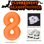 40 inch Orange Number 0-9 Balloon Halloween Horror Theme Birthday Balloon Set Spider Web Bat Festival Decoration Photo Props