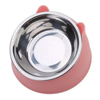 Stainless Steel Cat Bowl with Non Slip Base Cute Cat Ear Design Elevated Pet Food Water Bowl for Dog Kitten Puppy Safe Durable
