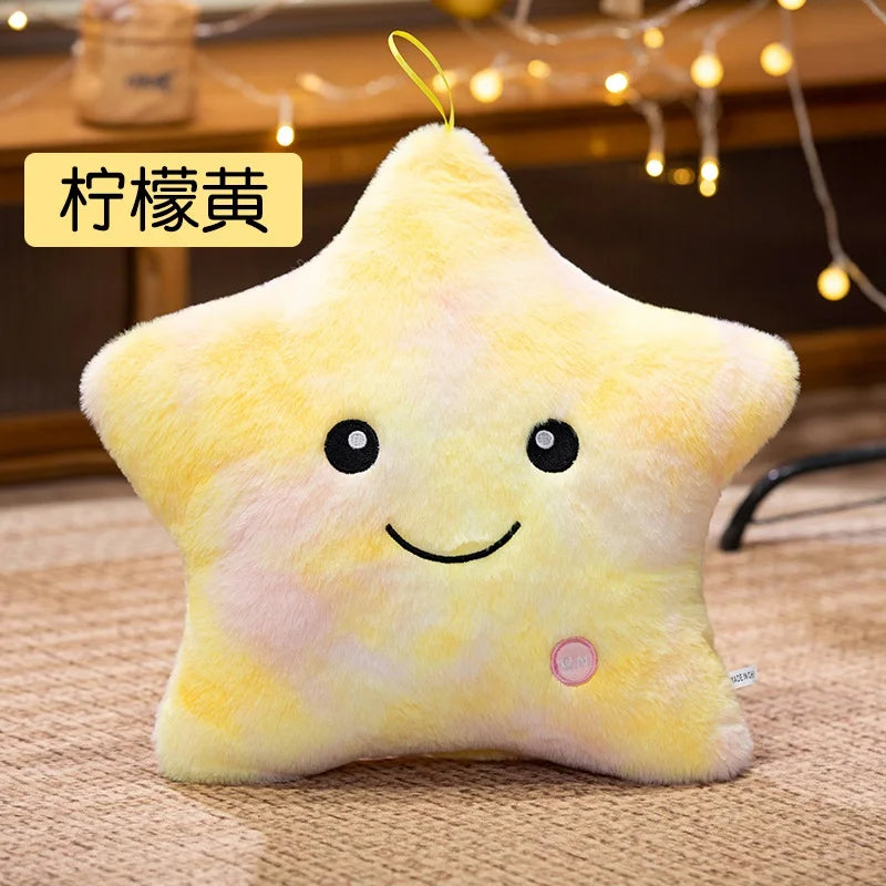 LED Light Star Plush Toy Soft Stuffed Star Pillow Doll Glowing Plush Baby Kid Toys Birthday Gift Home Deco