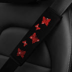 1 Glitter Pink Butterfly Blingling Fabric Automotive Supplies Seat Belt Shoulder Cover Comfortable Anti-tightening Safety Belt