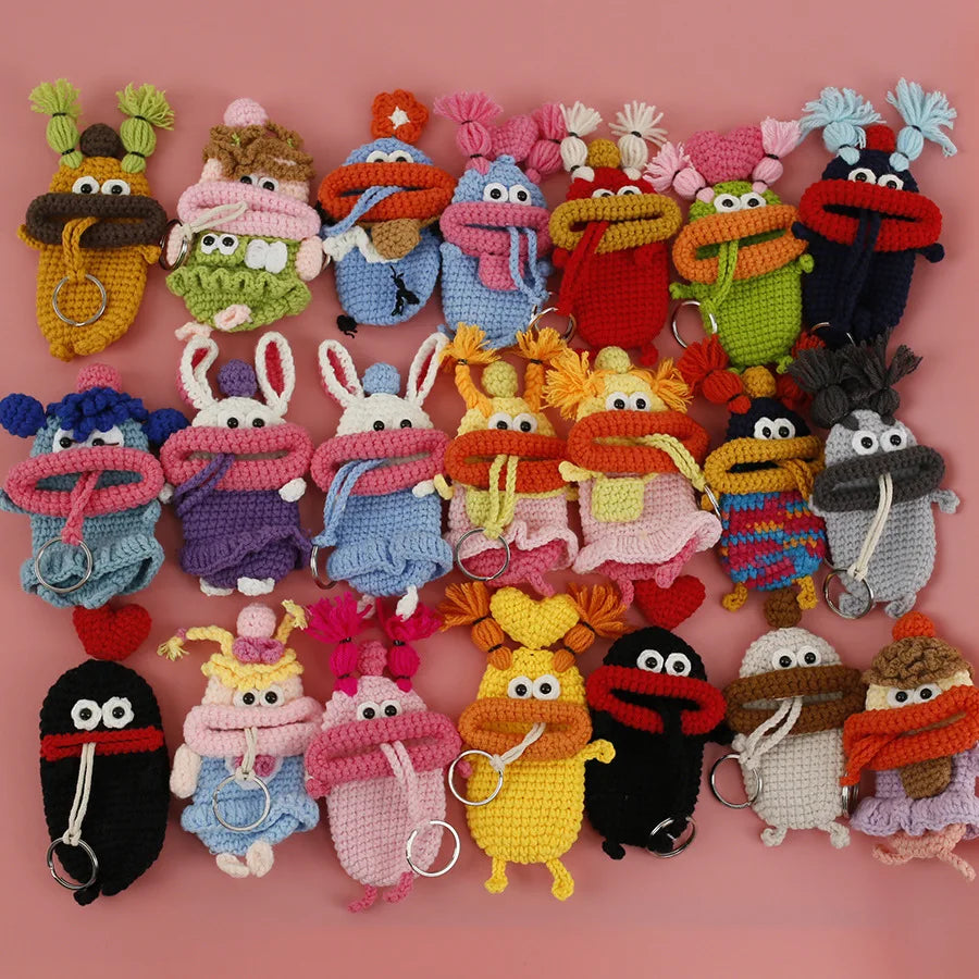 Funny Crochet Sausage Mouth Keychain Key Holder Pouch