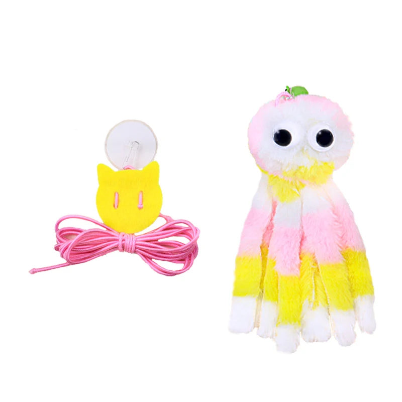 Fashion Hanging Sound Octopus Cat Toys to Relieve Boredom and Self-Exciting Plush Octopus Elastic Rope Teasing Cat Stick Pet Toy