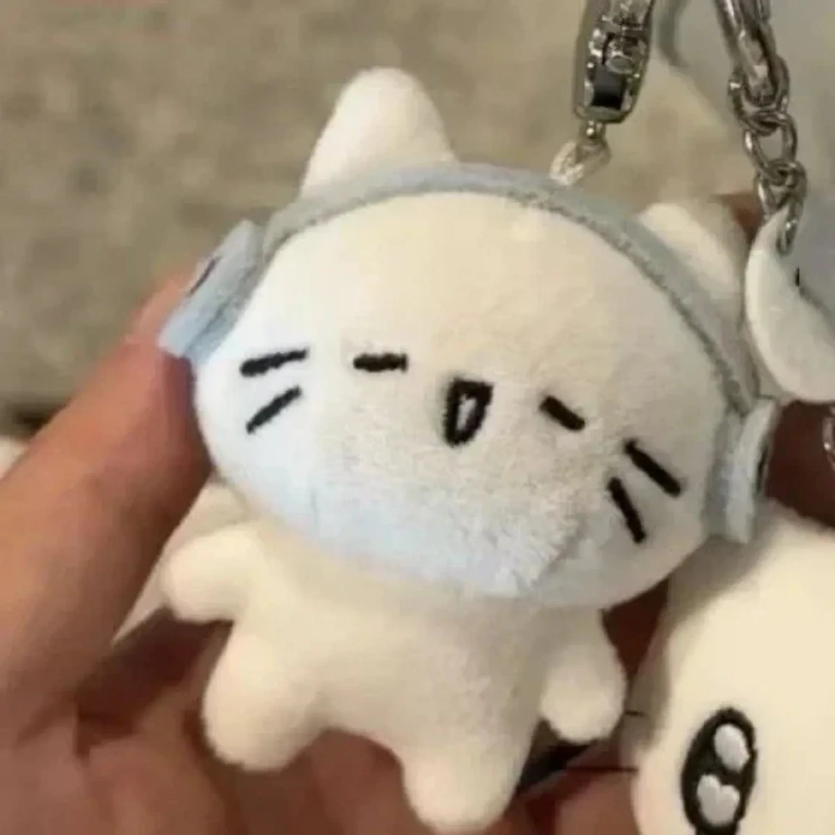 Cute Headphone Cat Plush Keychain Bag Charm for Girls and Kids